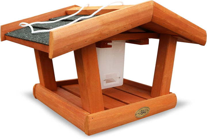 HABAU Vogelhaus Singdrossel aus Holz - Futterhaus zum Aufhängen mit Futtersilo