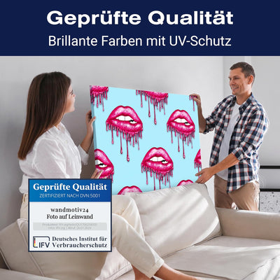 wandmotiv24 Leinwandbild 260 g/m² - Kunstdruck auf Leinwand - Wandkunst - Wandbild mit Frauen Lippen