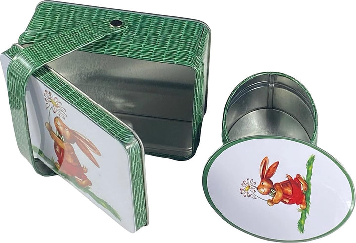 Set Hasenkorb - Dose, Bonbondose, Geschenkdose, Bonbondose, Osterdose, kleine Sammlerdosen - Masse: