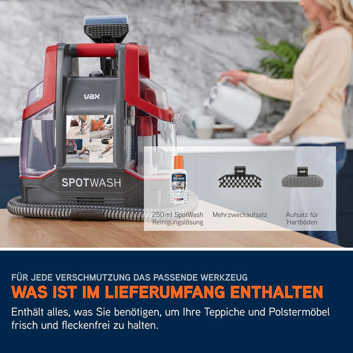 Vax SpotWash Fleckenreiniger – Teppich- und Polsterreiniger Gerät mit starker Saugkraft, schnelltroc