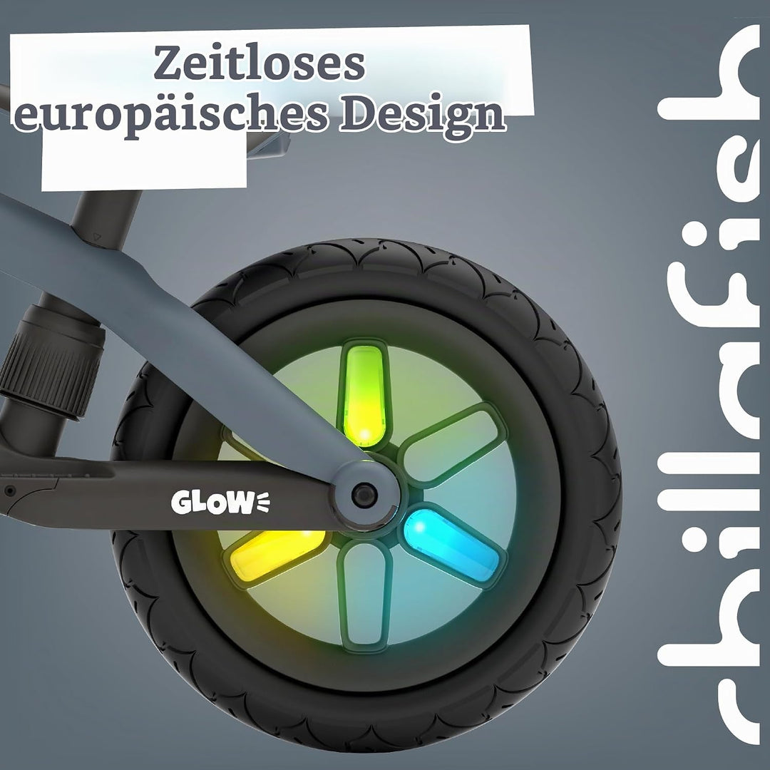 Chillafish BMXIE Laufrad, 12 Zoll Kinderlaufrad mit Bremse, Leuchträdern, als Motorrad Version oder