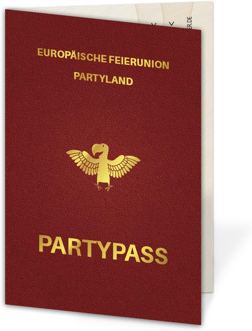 Personalisierte Hochzeitseinladungen (10-100 Stück wählbar) als Reisepass Ausweis Partypass Einladun