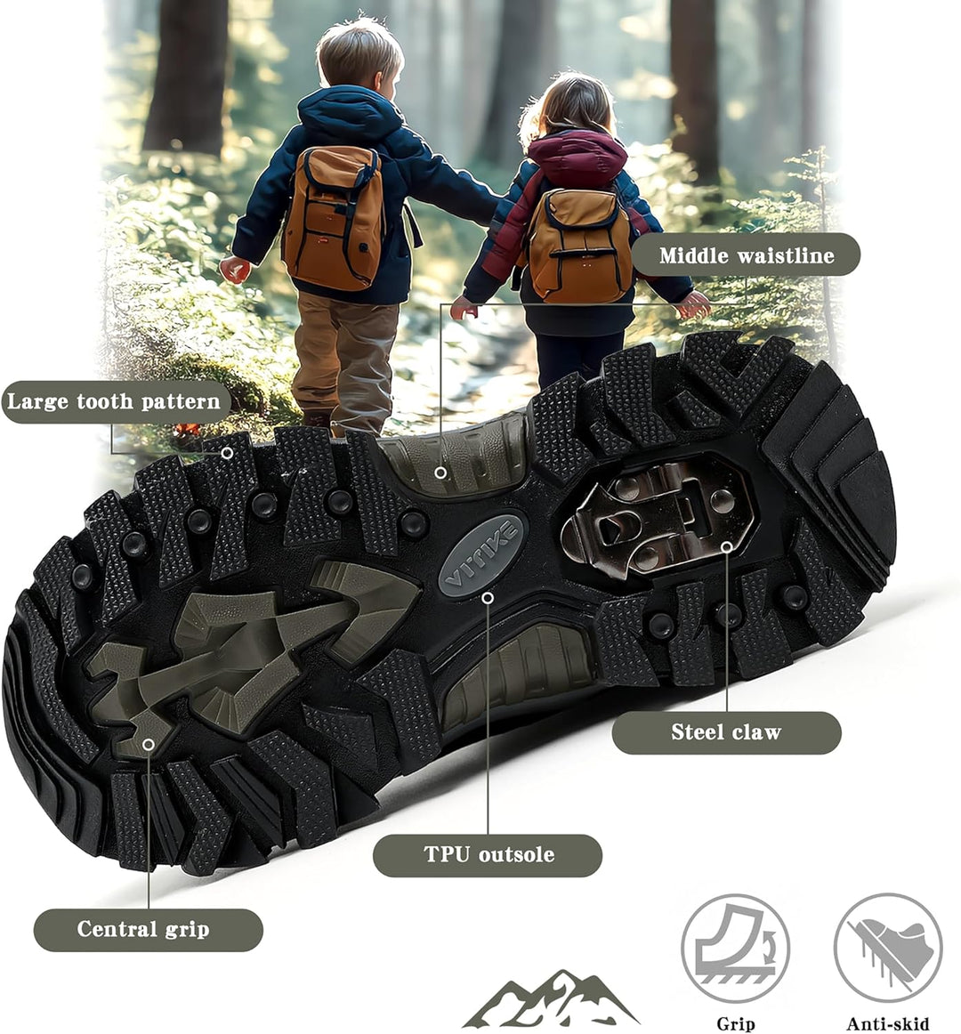 ASHION Jungen Winterschuhe Kinder Schneestiefel gefüttert und wasserdicht – rutschfeste Outdoor Wand