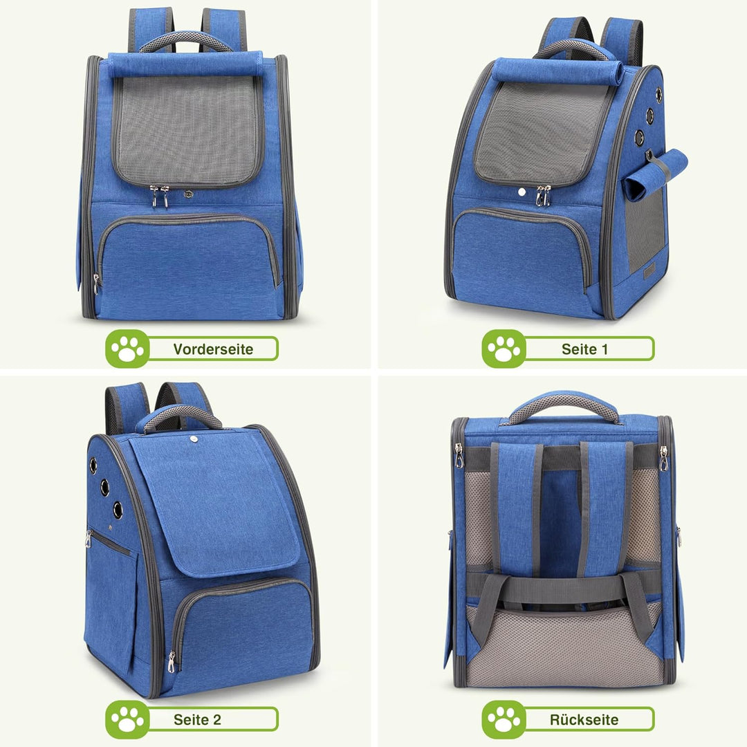 ALLSOPETS Katzenrucksack, Faltbarer Atmungsaktiver Hunderucksack mit Sonnenschutz für Klein Hunde un