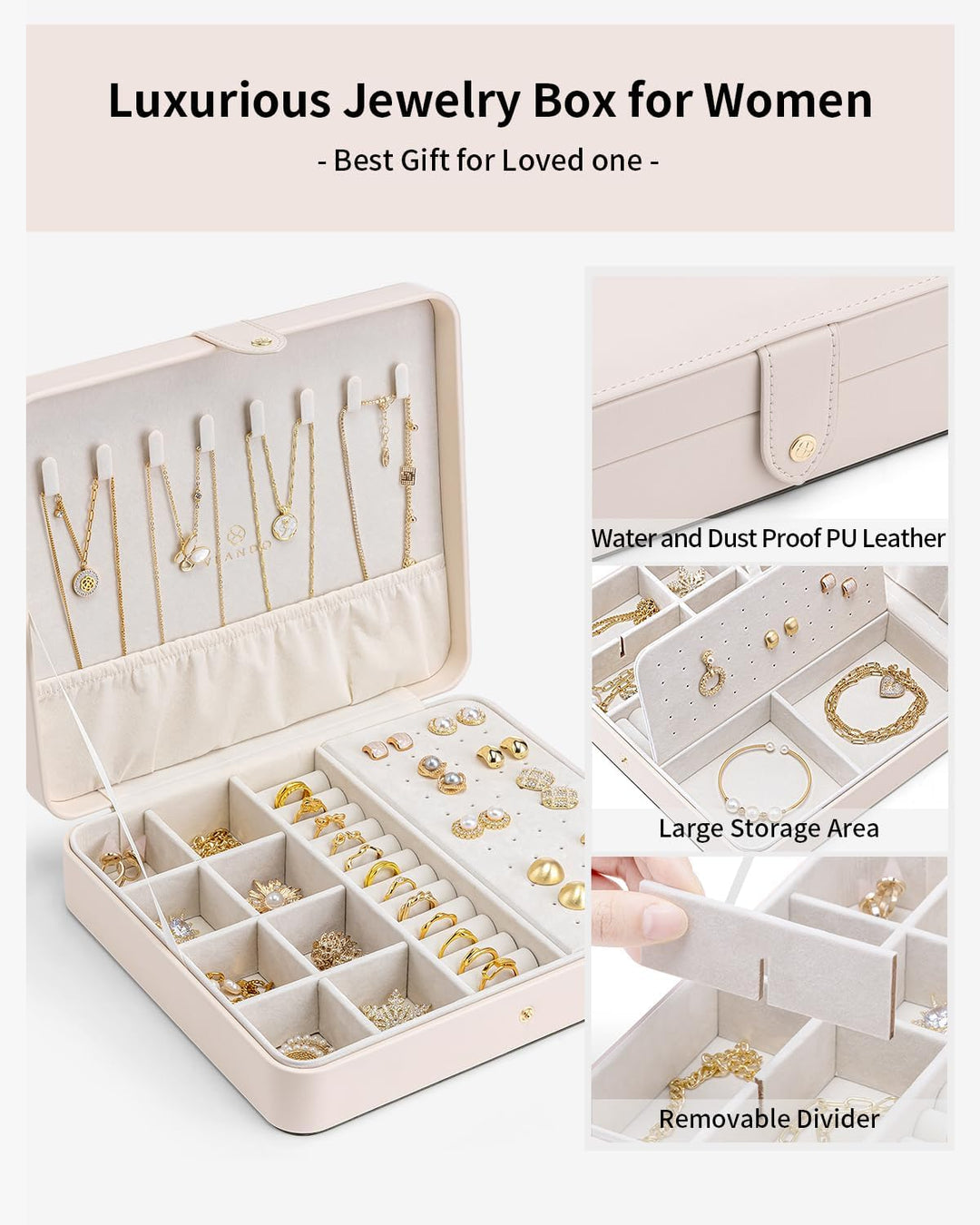 Vlando Schmuckkästchen Aulinna, Schmuckaufbewahrung Damen, Geschenke für Frauen, Schmuck Organizers