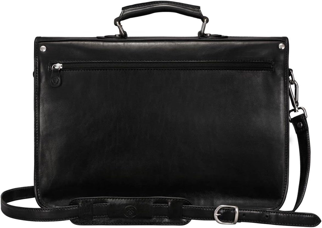 Maxwell Scott Personalisiert 17” Herren Business Laptop Satchel - LoretoL Night Black, Night Black