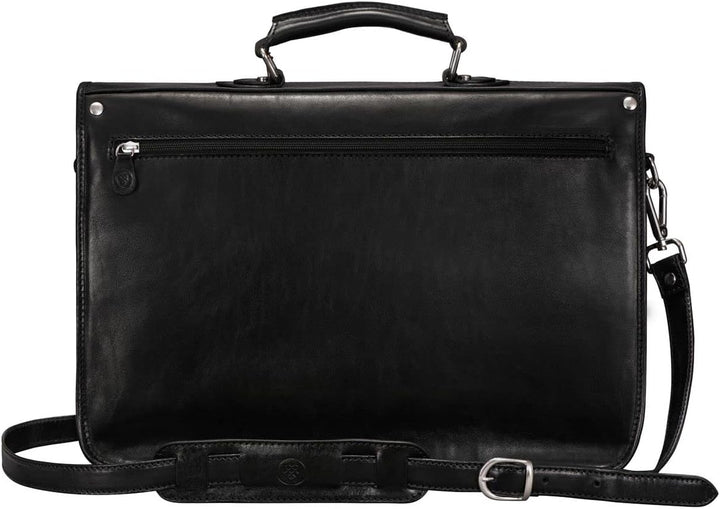 Maxwell Scott Personalisiert 17” Herren Business Laptop Satchel - LoretoL Night Black, Night Black
