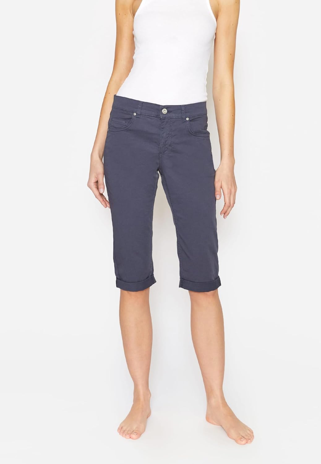ANGELS Slim Fit Jeans 5-Pocket-Hose Capri TU mit Label-Applikationen 34 Dunkelblau, 34 Dunkelblau