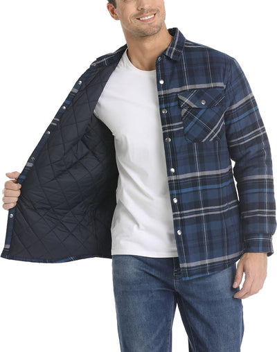 TACVASEN Herren Karierte Hemdjacke Flanellhemd Holzfällerhemd Thermohemd Jacke S Blau Grau, S Blau G