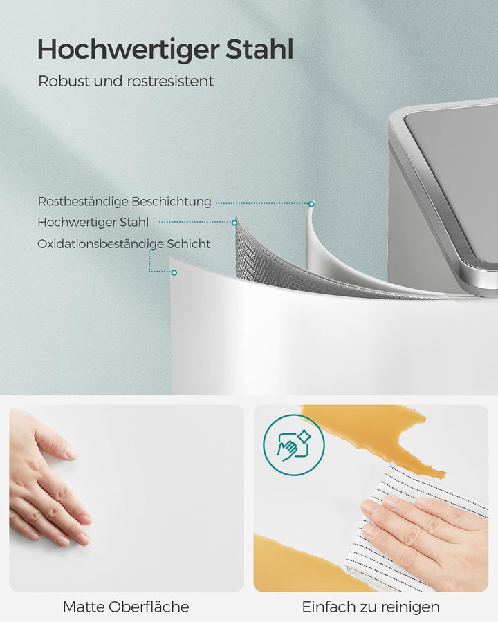 SONGMICS Mülleimer, 2 x 30 Liter, 2 Fächer, Mülltrennsystem, Treteimer, Abfalleimer Küche, 15 Müllsä