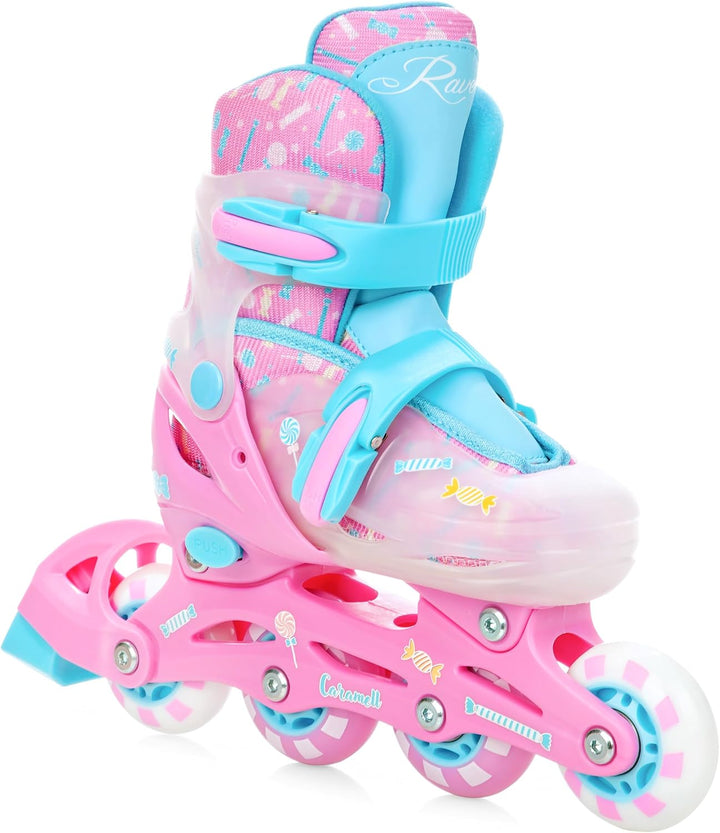 RAVEN 4in1 Inline Skates Triskates Rollschuhe Schlittschuhe Inliner für Kinder Mädchen verstellbar G