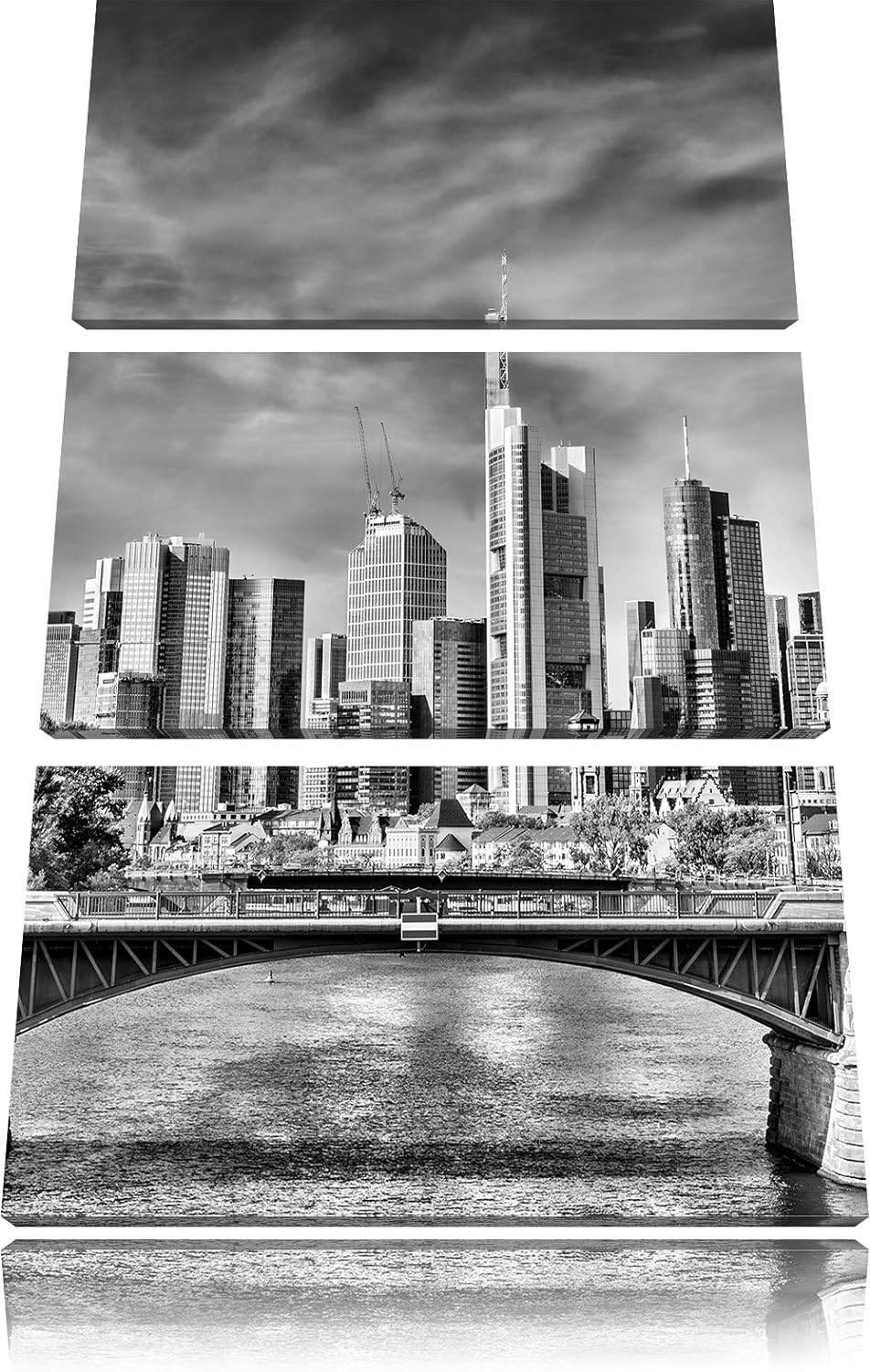 Pixxprint Skyline von Frankfurt am Main als Leinwandbild/Grösse: 3 Teilig (120x80) cm/Wandbild/Kunst