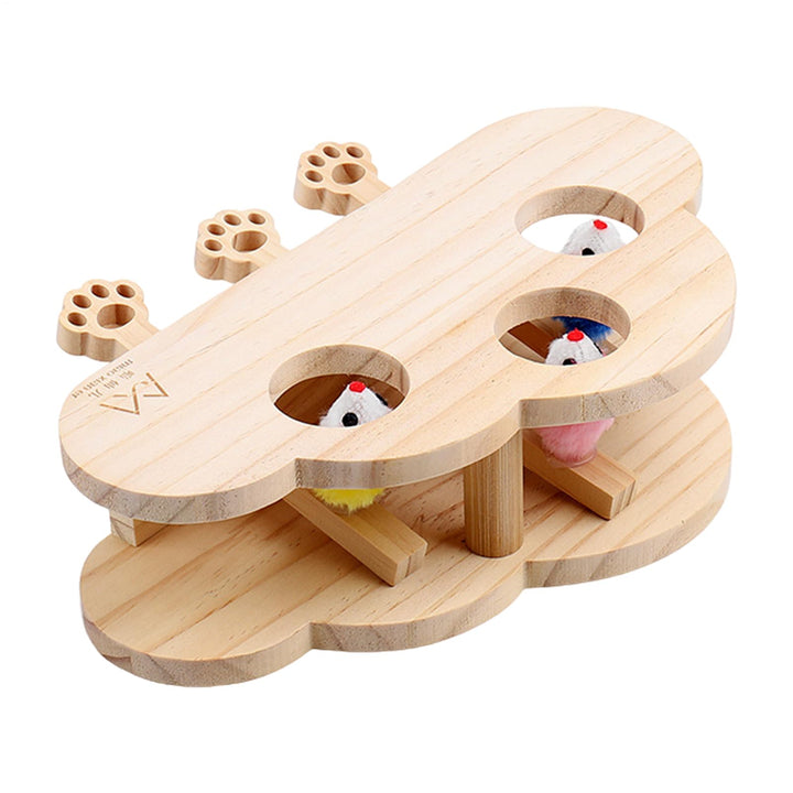 Generisch Cat Scratching Mole Whack Toy, Wooden Game Scratcher Board, 11.02x8.27 Inches Interactive