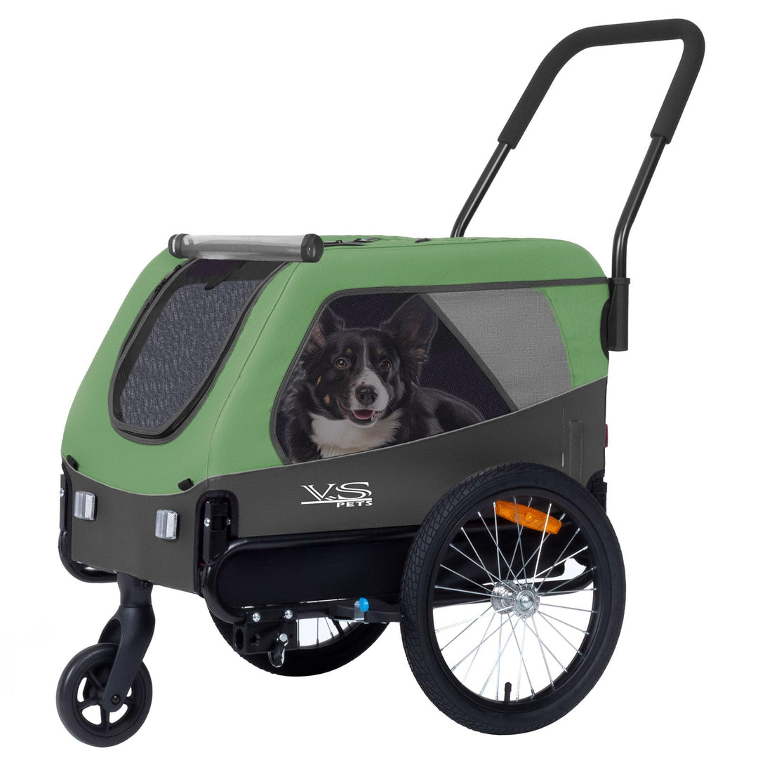 Tiggo VS Medium Hundeanhänger &amp; Buggy 2in1 Fahrradanhänger Hundebuggy Jogger für Hunden bis 23kg Grü