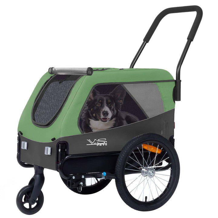 Tiggo VS Medium Hundeanhänger &amp; Buggy 2in1 Fahrradanhänger Hundebuggy Jogger für Hunden bis 23kg Grü