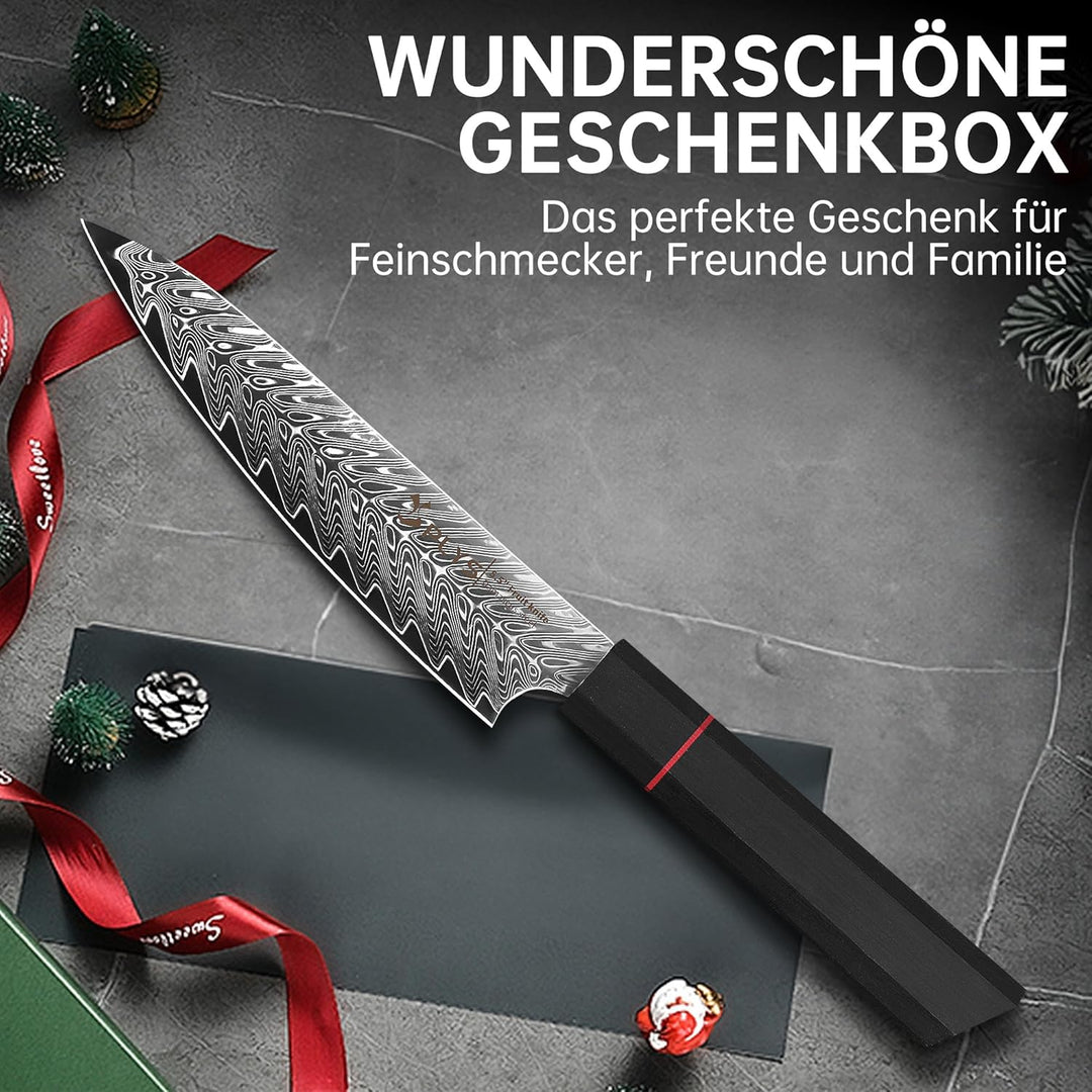 Damast Obstmesser Gemüsemesser Damastmesser Profi: 14CM, Scharfes Schälmesser, 67-lagiger Damaststah