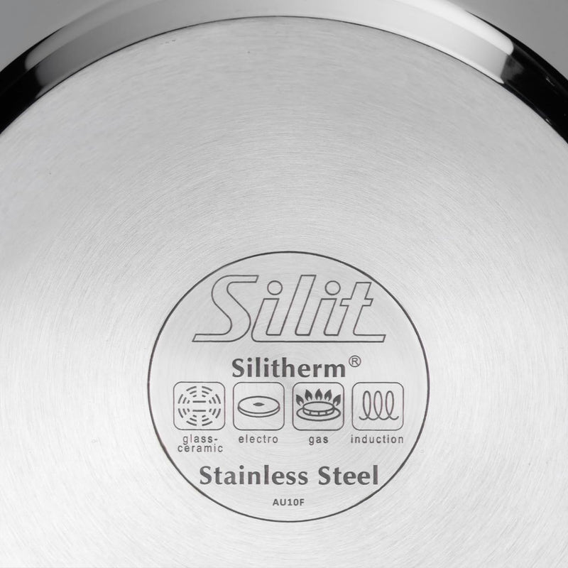 Silit Gemüse- Suppentopf Induktion 28cm, Glasdeckel, Topf hoch 12l, Edelstahl poliert, unbeschichtet