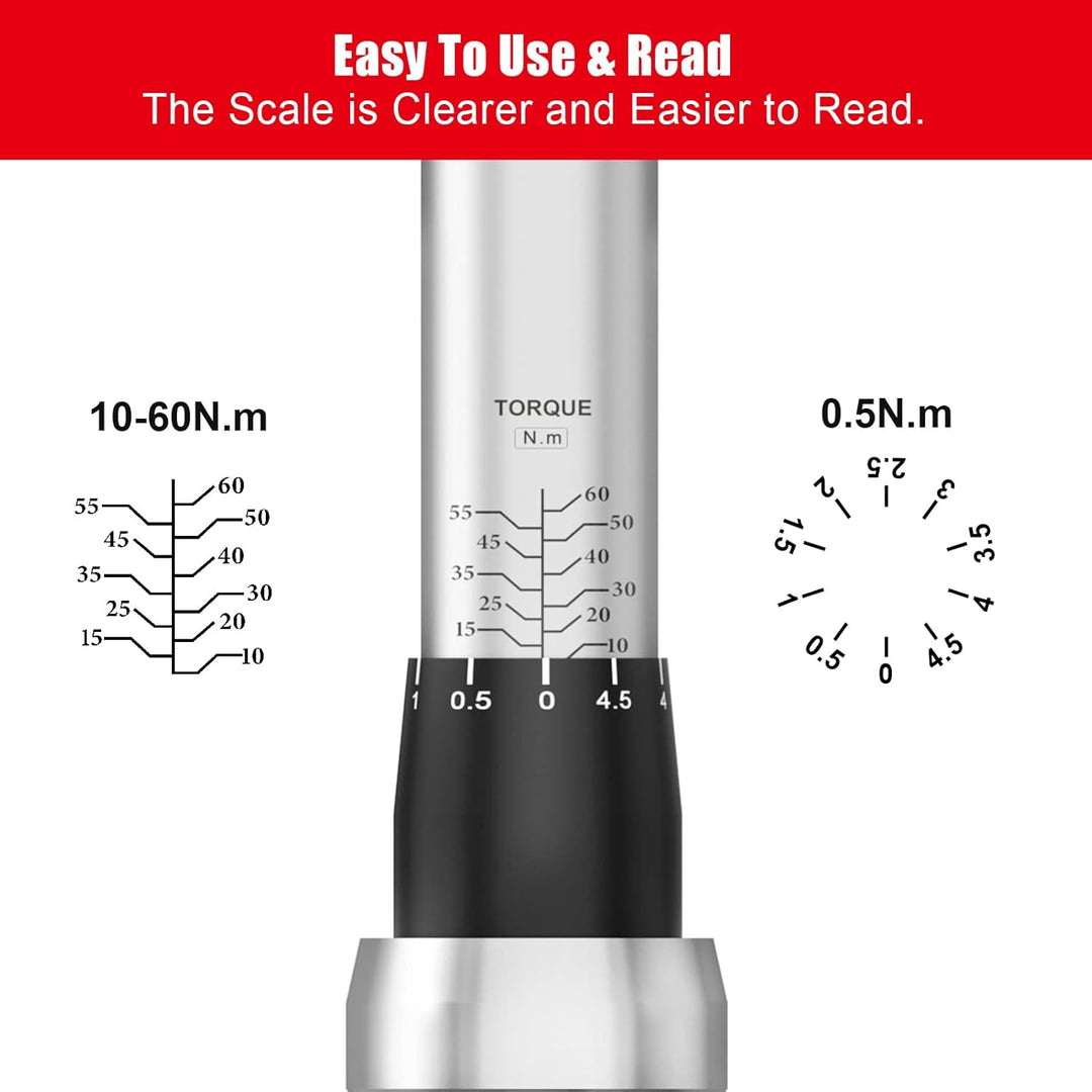 TAGVIT Drehmomentschlüssel 3/8", ± 3% Fehlergenauigkeit, 10-60 NM Drehmomentschlüssel mit Einer Trag