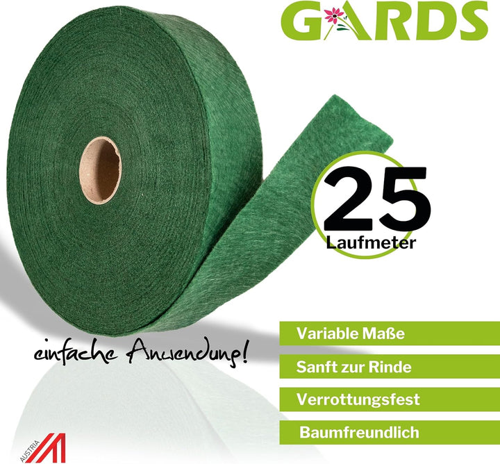 Gards® Baumanbinder 2er Set – Vliesband – Gartenschnur, 25 Meter, atmungsaktiv, luftdurchlässig, wit