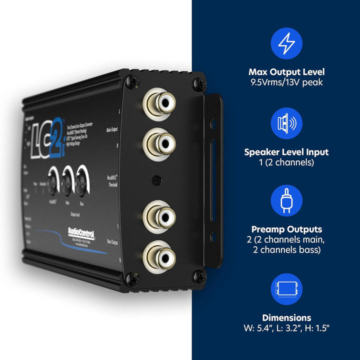 AudioControl LC2i 2-Kanal High-Low-Converter GTO™ AccuBASS® Subwoofer-Steuerung Standardverpackung,