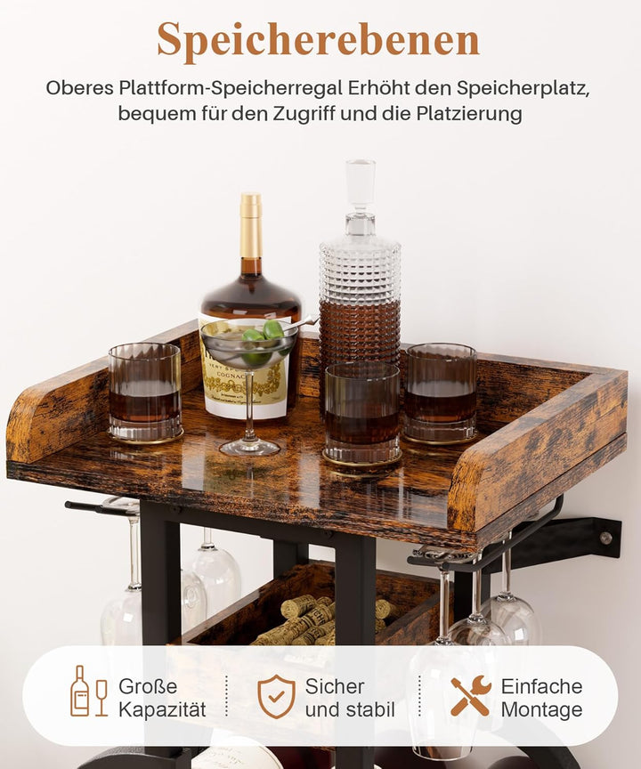 Yorbay Weinregal freistehend 15 Flaschen, Flaschenregal mit Glashaltern, Dekorativer Flaschenhalter-