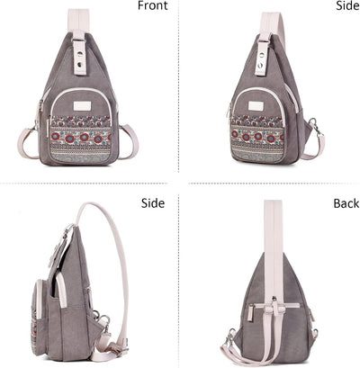 DIRRONA Damen Rucksack Klein Drucken Umhängetasche Rucksack für Damen Lässige Brusttasche Reisen Cam