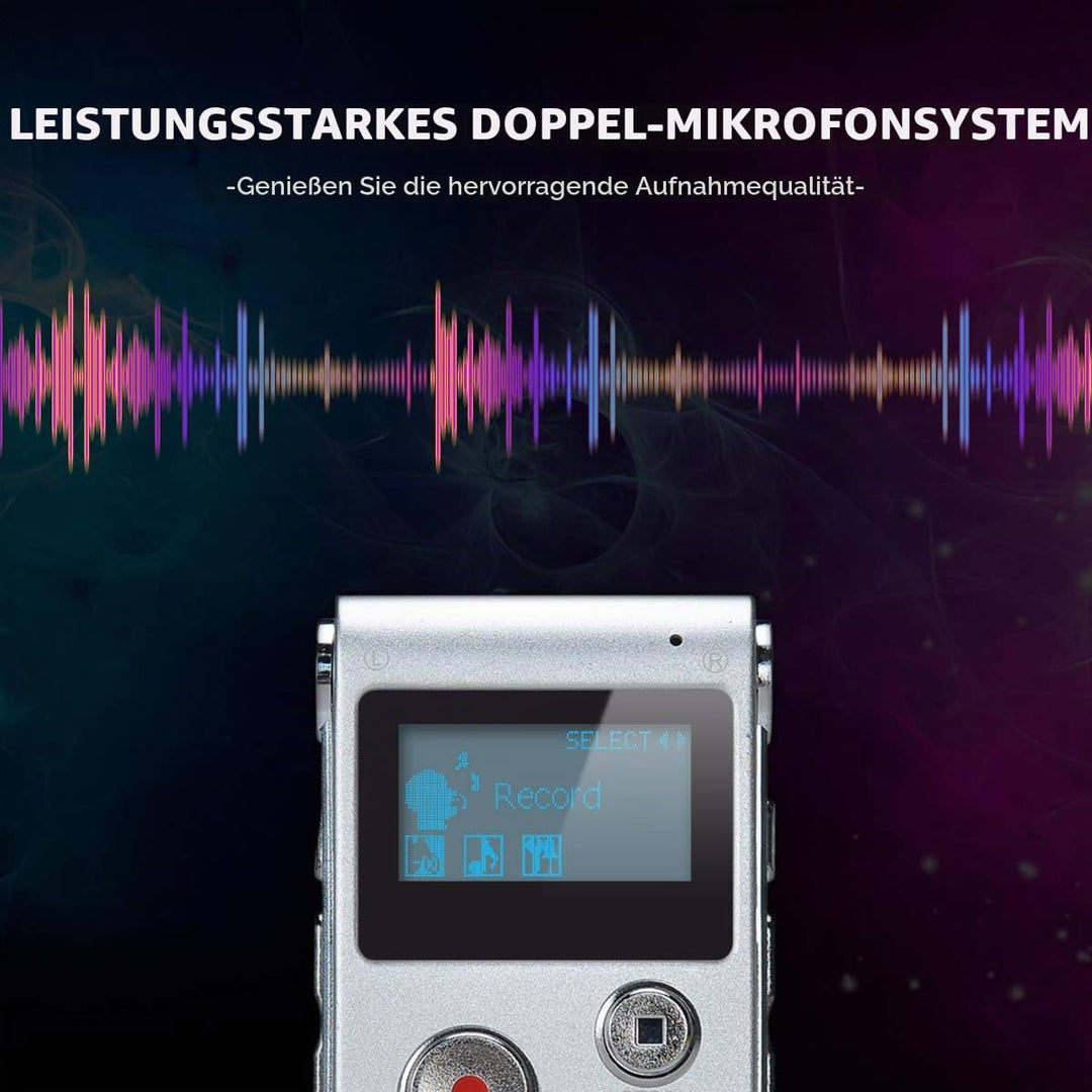 Digitales Diktiergerät,COVVY 8GB Audio Aufnahmegerät,Digitaler Voice Recorder mit Spracherkennung fü