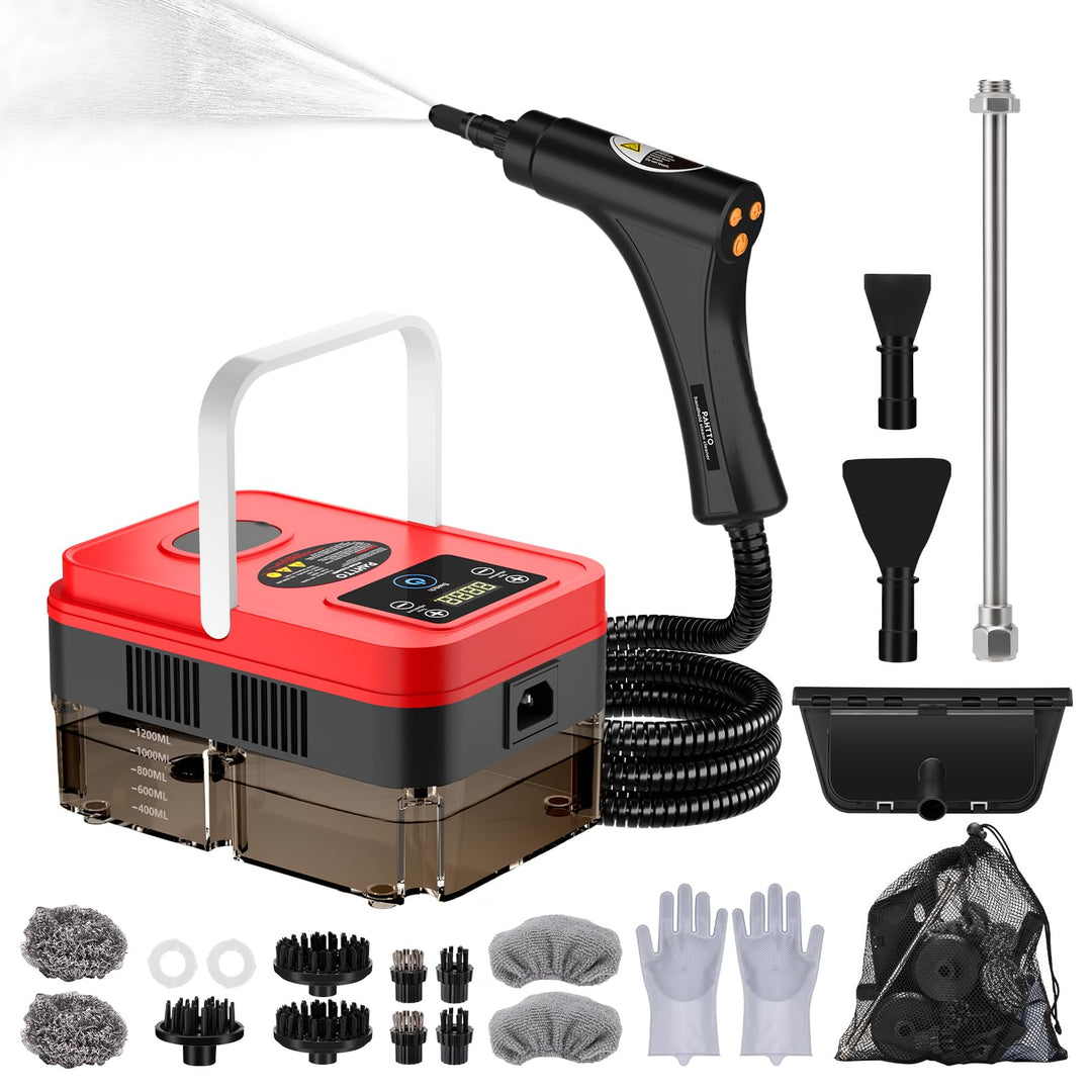 Dampfreiniger multifunktional für den Heimgebrauch, 1200 ml Wassertank, LCD-Display und verstellbare