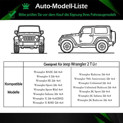 Big Ant Autoabdeckung für Jeep Wrangler 2 Tür, 210D Oxford Stoff Vollgarage mit Reissverschluss, was