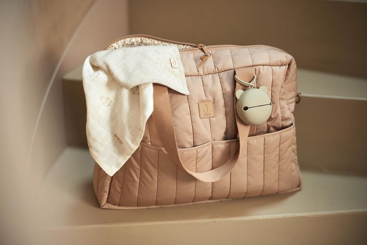 Jollein Wickeltasche Puffed Moos - Biscuit - Wasserabweisend - Kinderwagentasche - Babytasche Multif