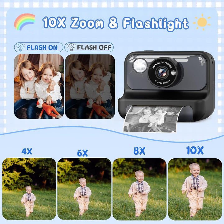 Hangrui Sofortbildkamera Kinder, 2,4 Zoll Kinderkamera Sofortbildkamera mit 32G Karte & Druckpapier,