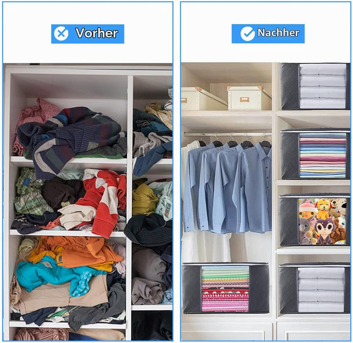 Withosent 6 Stück 90L Grosse Aufbewahrungstasche Schrank Organizer Set, Faltbare Kleideraufbewahrung