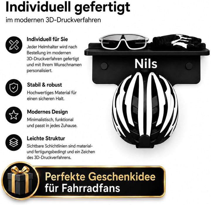 Generisch Personalisierter Fahrradhelm Halter mit Ablage für Brille und Handschuhe, Wandmontage, sch