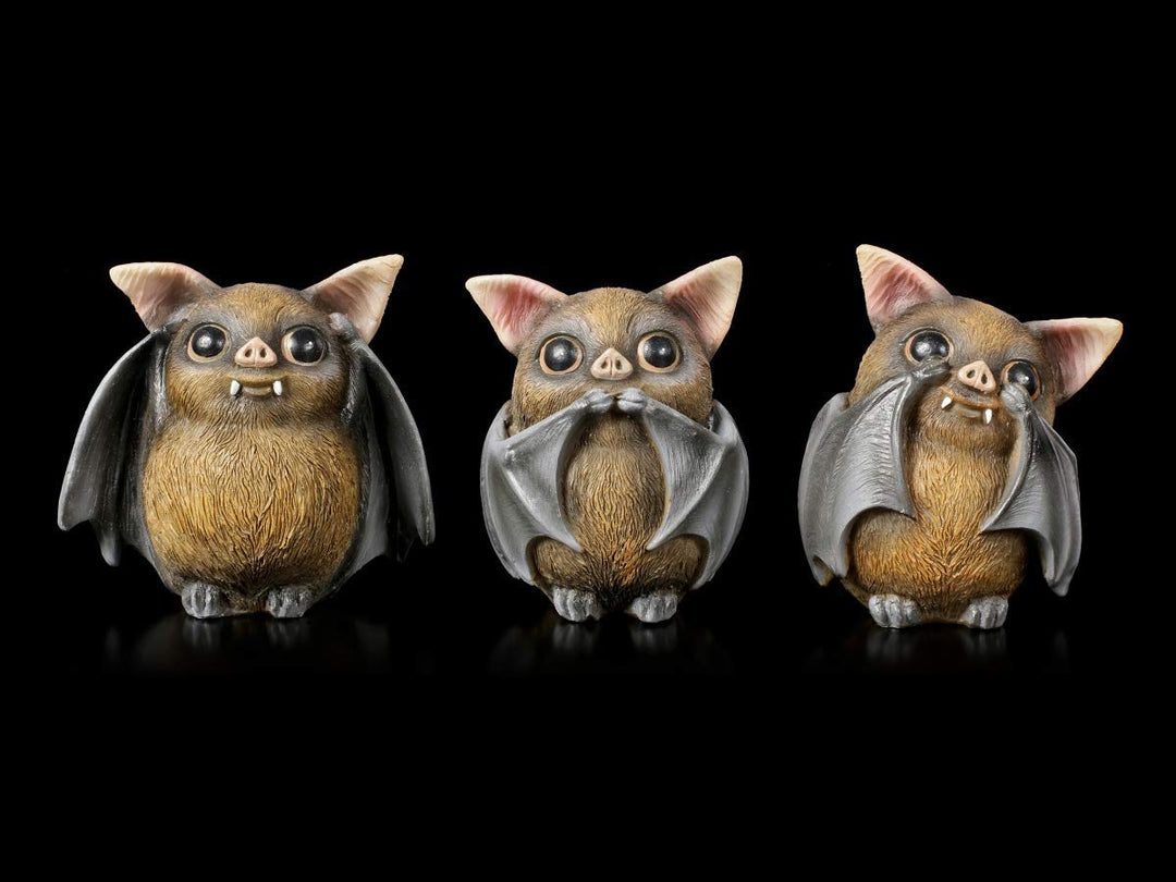 DREI weise Fledermaus Figuren - Nichts sehen, Nichts hören, Nichts sehen, 3er Set | Witzige Tierfigu