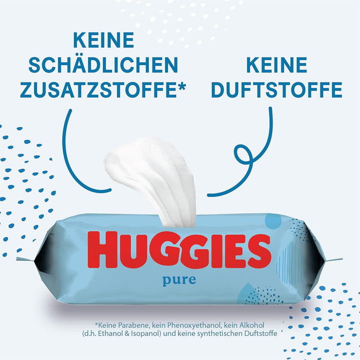 Huggies Feuchttücher Pure Baby Pflegetücher, 10er Pack (10x 56 Stück) OLD, OLD