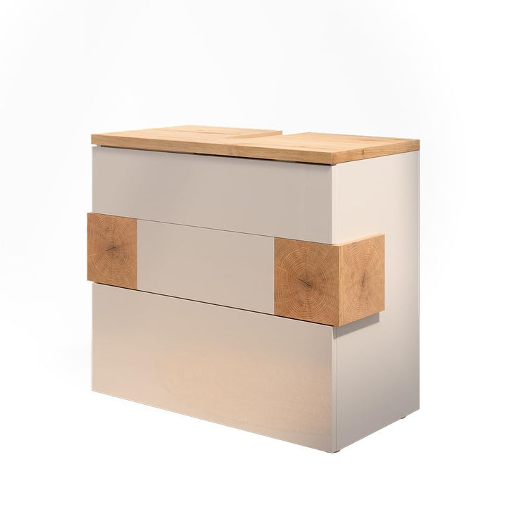 Vicco Waschbeckenunterschrank Eden, Weiss, 70 x 64.5 cm mit 2 Schubladen Weiss Waschbeckenunterschra