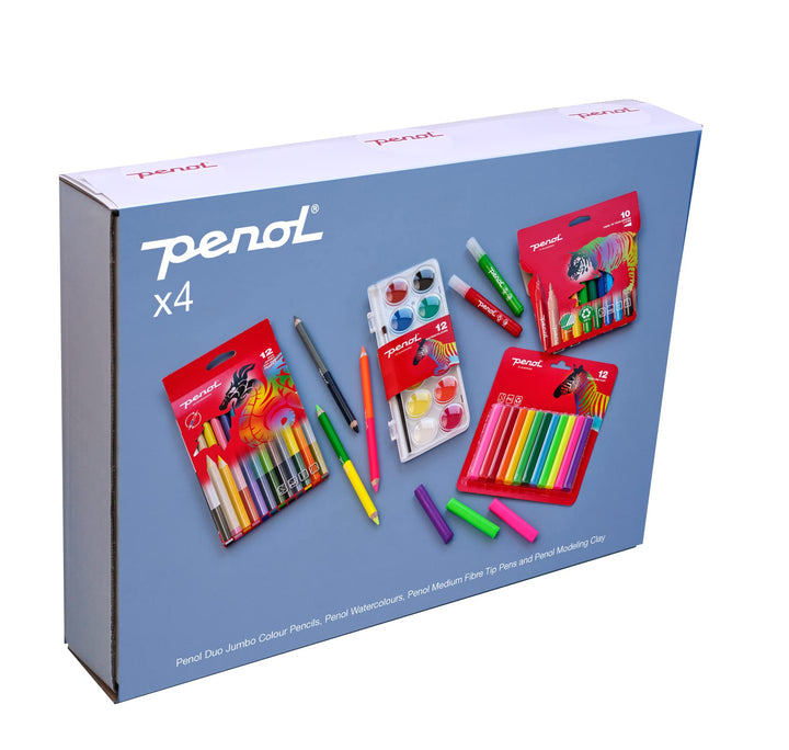 PENOL OF SCANDINAVIA Krea Box – Filzstifte mit Swan eco label – 4 sets in 1 (mittel, 2* jumbo und mo