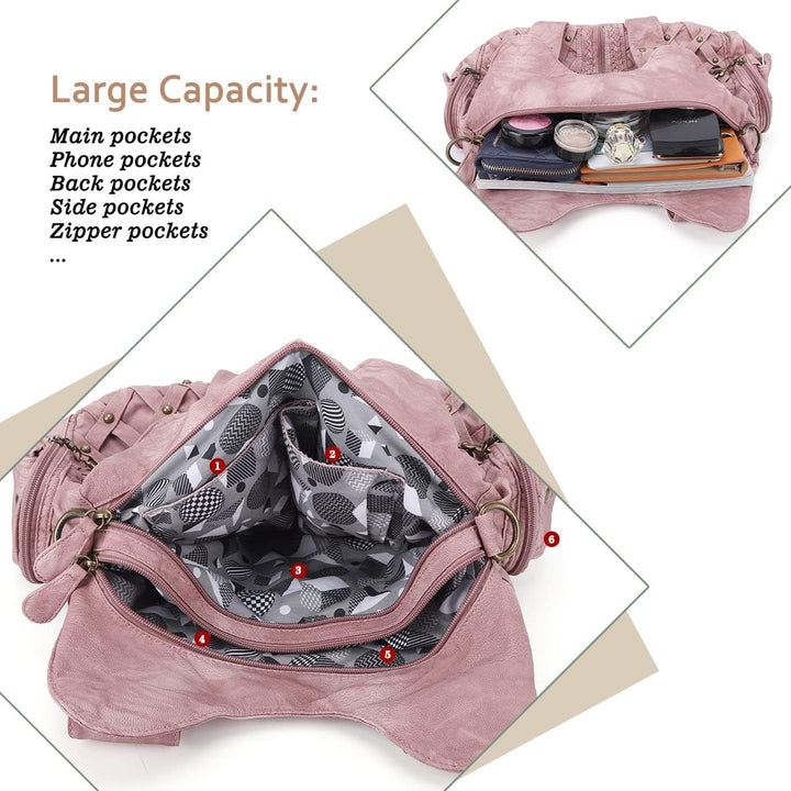 Angel Barcelo Purses and Handbags Women Tote Shoulder Top Handle Satchel Hobo Bags Fashion Washed PU