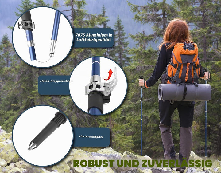 TREKOLOGY TREKZ SE Ultra-Leicht Trekkingstöcke/Wanderstöcke Faltbar - Nordic Walking Stöcke Für Dame