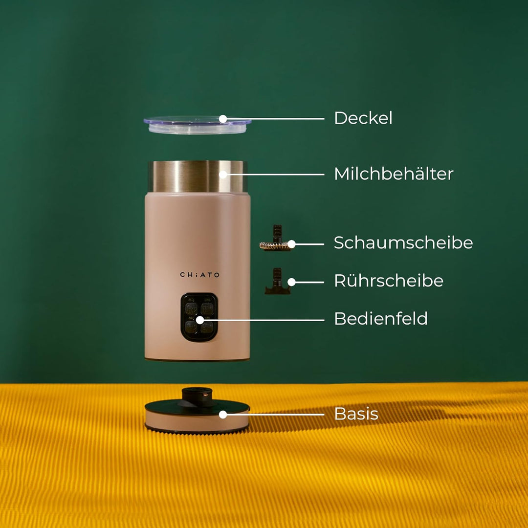 milkPLAY Milchaufschäumer Elektrisch & Milchschäumer - 4- in-1 Milk Frother, Milchkocher & Milchwärm