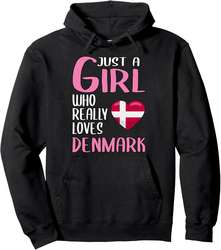 Damen Just A Girl Reisen Dänemark Geschenk Dänemark Pullover Hoodie