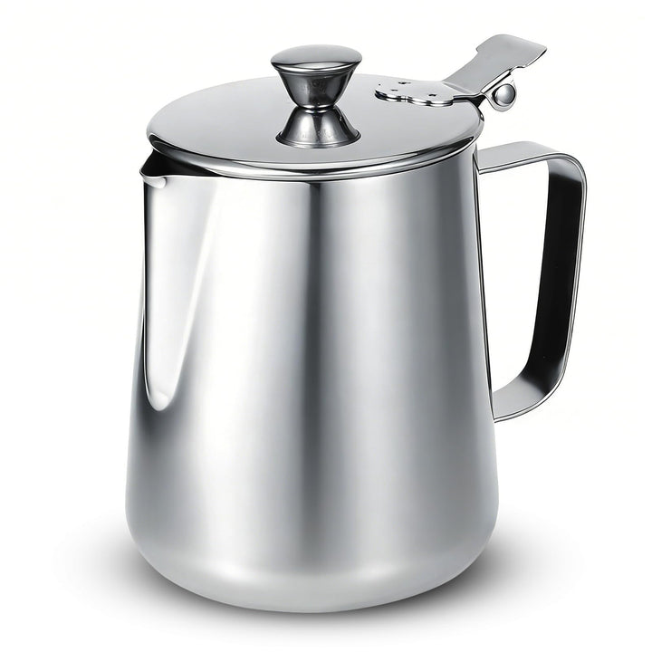 Milchkännchen mit Deckel, 600 ml/1000 ml, Milchaufschäumkännchen, Edelstahl Kanne mit Deckel, Milcha