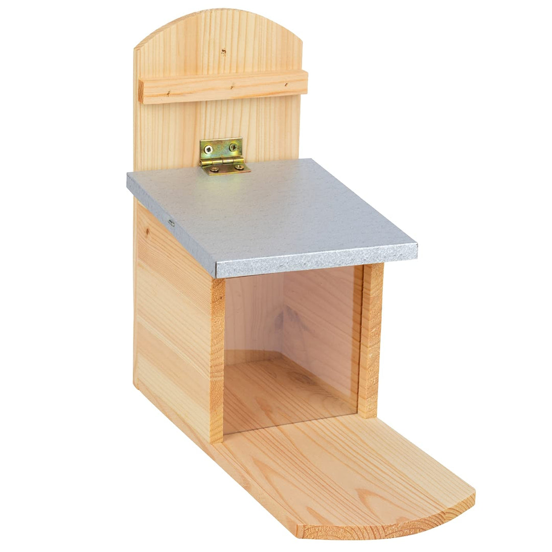 VOSS.garden Eichhörnchen Futterstation, grosse Sitzplatte, Futterhaus witterungsbeständig