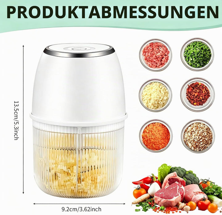 RANJIMA Mini Zwiebel Zerkleinerer, 350ml Elektrischer Küchenzerkleinerer mit 6 Edelstahlklingen, tra