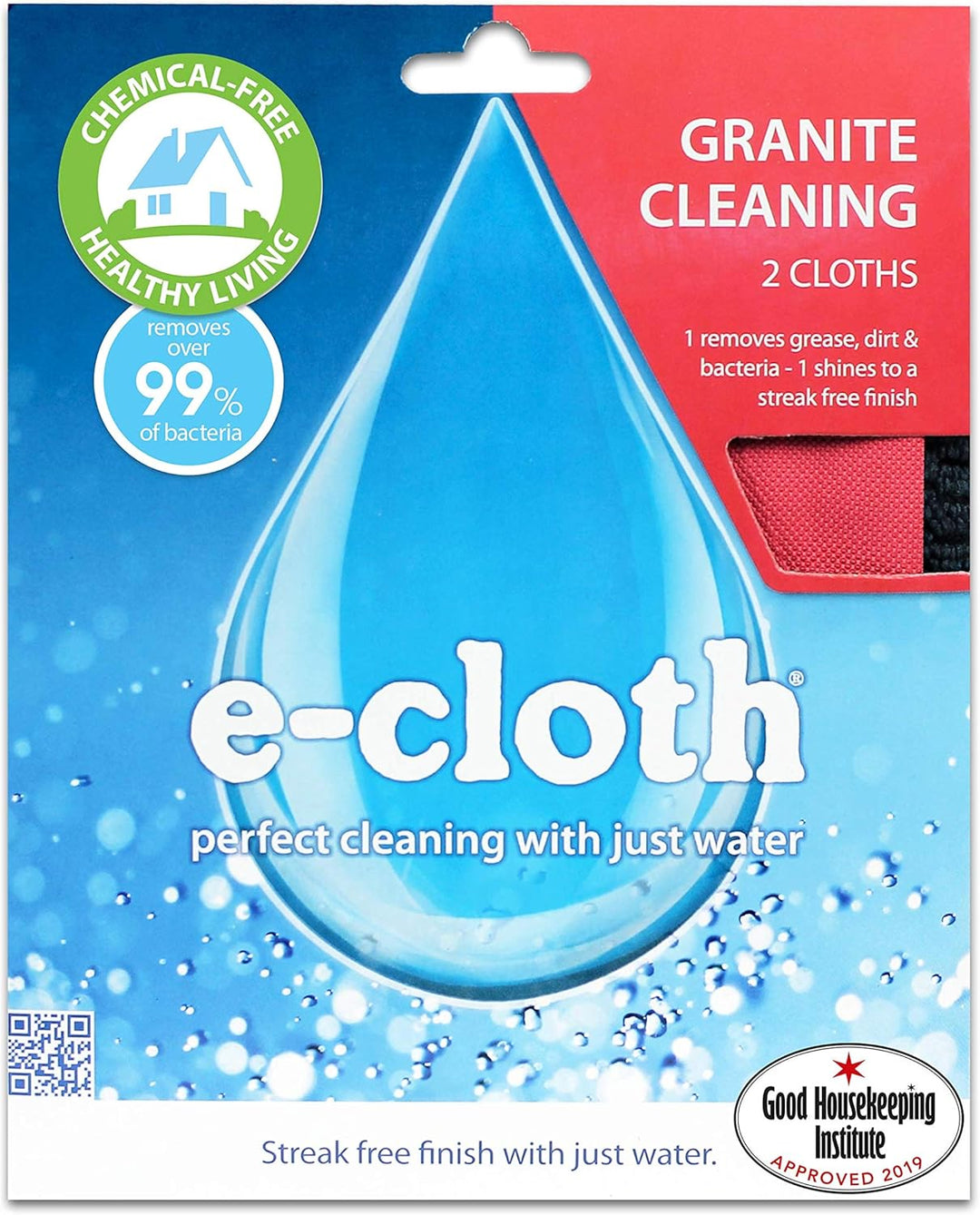 E-Cloth Granit- & Stein-Reinigungsset, Mikrofaser, Schwarz & Rot, 2 Tuchset, 1 Packung