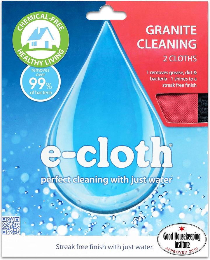 E-Cloth Granit- & Stein-Reinigungsset, Mikrofaser, Schwarz & Rot, 2 Tuchset, 1 Packung