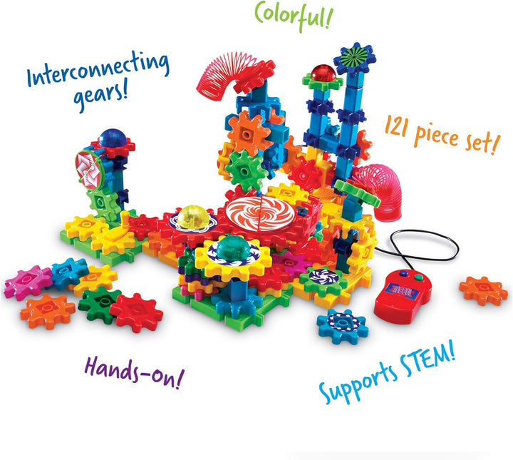 Learning Resources Gears! Gears! Gears! Motorisiertes Bauset Lichter und Action, Lichter und Action