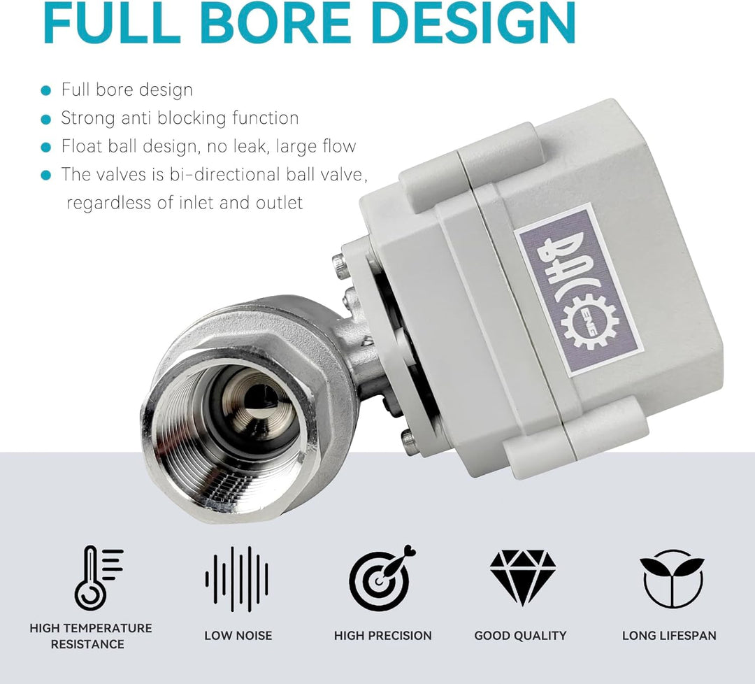 BACOENG AC110/230V 2 Wege 1" Edelstahl Motorkugelhahn Elektrische Zonenventil mit Stecker NC 1" Edes
