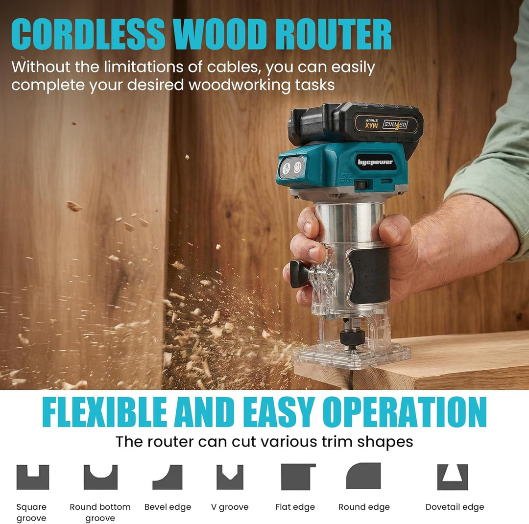 Akku Oberfräse für Maikta 18V, 800W Akku Kantenfräse Set mit Bürstenloser,6 Geschwindigkeiten, Max 3