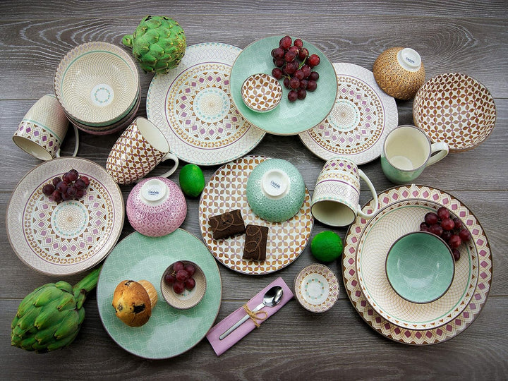 Creatable, 20310, Serie MANDALA, Geschirrset Kombiservice 16 teilig, Steinzeug Kombiservice 16 teili